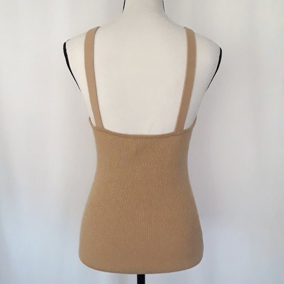 Vintage Y2K Cache Golden Tan Sleeveless Sequin Beaded Top - Picture 7 of 12